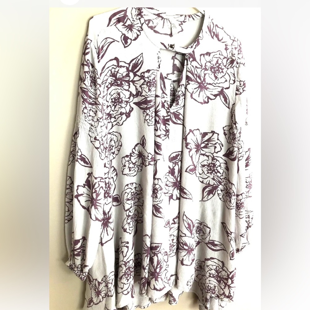 FREE PEOPLE Plum & Taupe Floral Snap out of it Mini Dress  Size S
